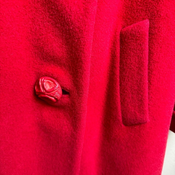 Vintage Wrubels 100% Virgin Wool Button Down‎ Coat Red - Picture 11 of 14